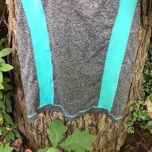 NWT L.A Winner Charcoal Gray Racer Back Tank Top Blue Green Stripes Small S